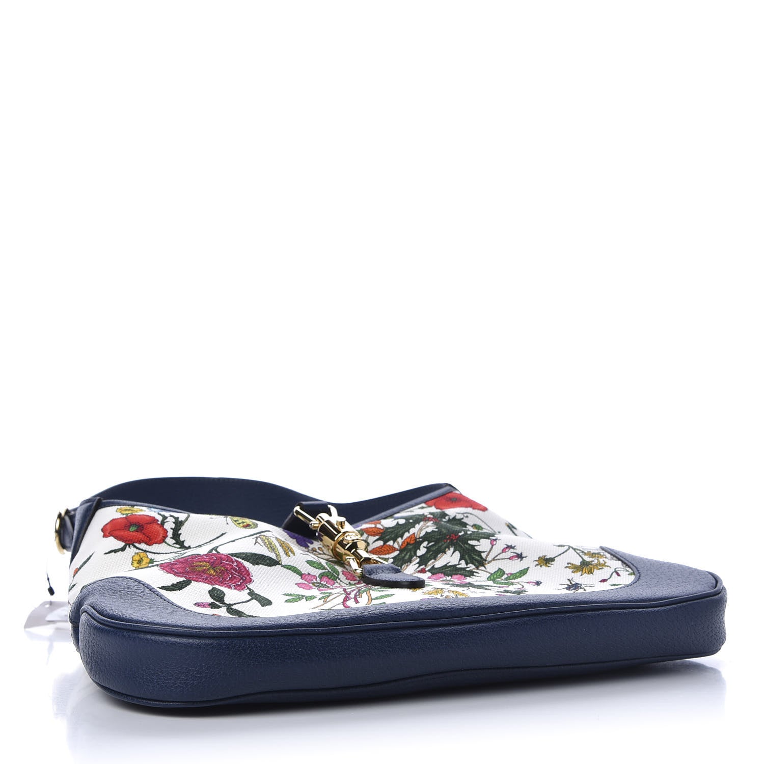 Gucci Canvas Flora Medium Jackie Hobo Blue Agata 4 of 11