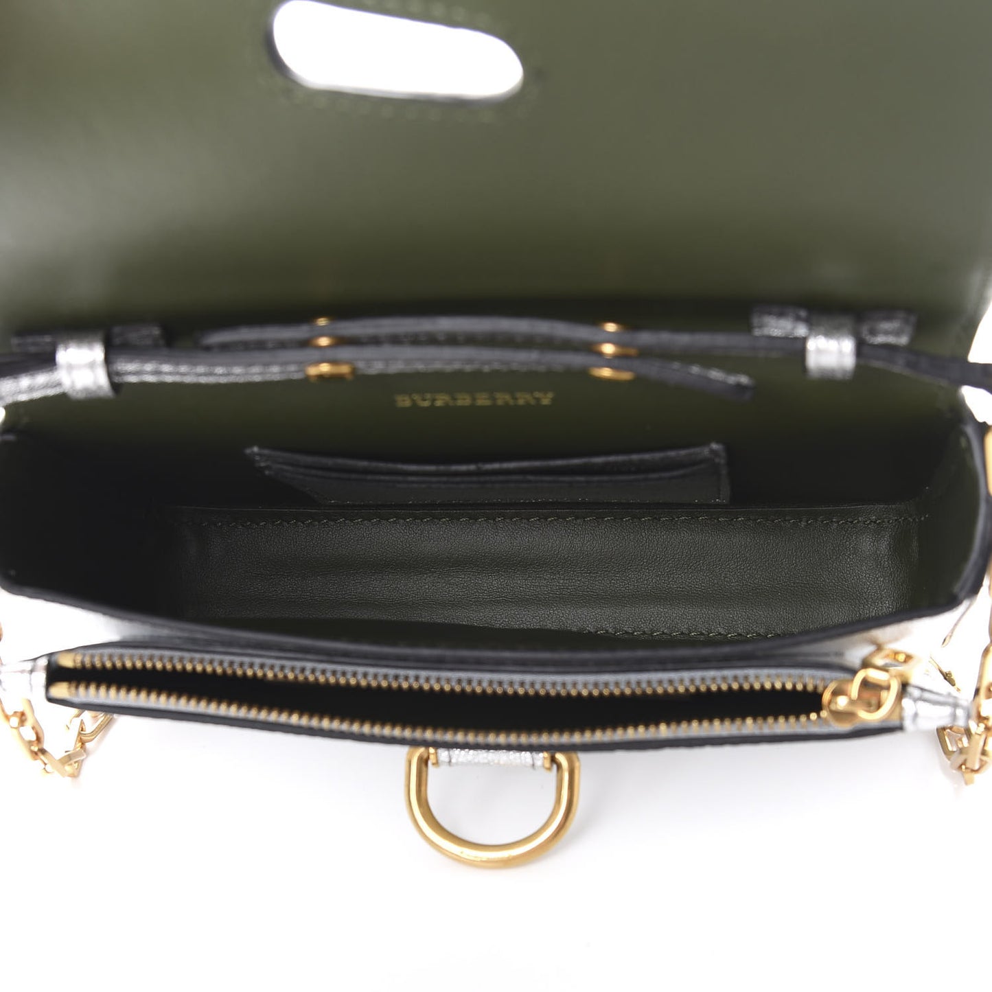 Metallic Hayes Goatskin D-Ring Mini Bag Silver