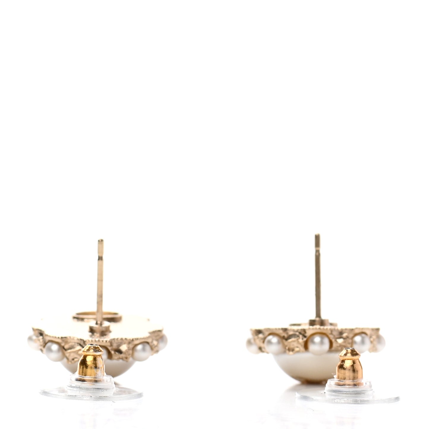 Pearl CC Round Earrings Light Gold