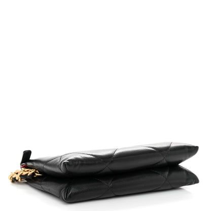 Chanel Shiny Goatskin Quilted Small Chanel 19 Pouch With Handle Black 4 of 9