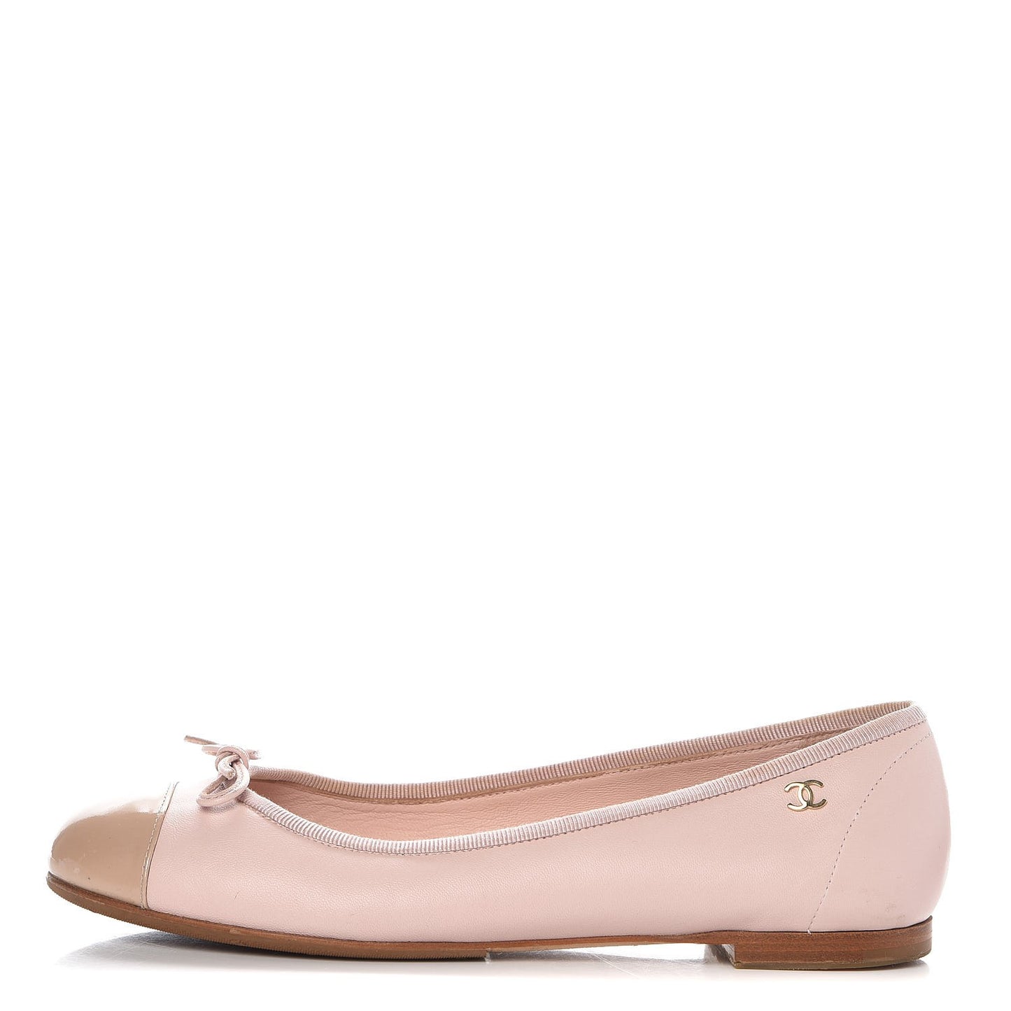 Lambskin Patent Cap Toe CC Ballerina Flats 37 Rose Clair