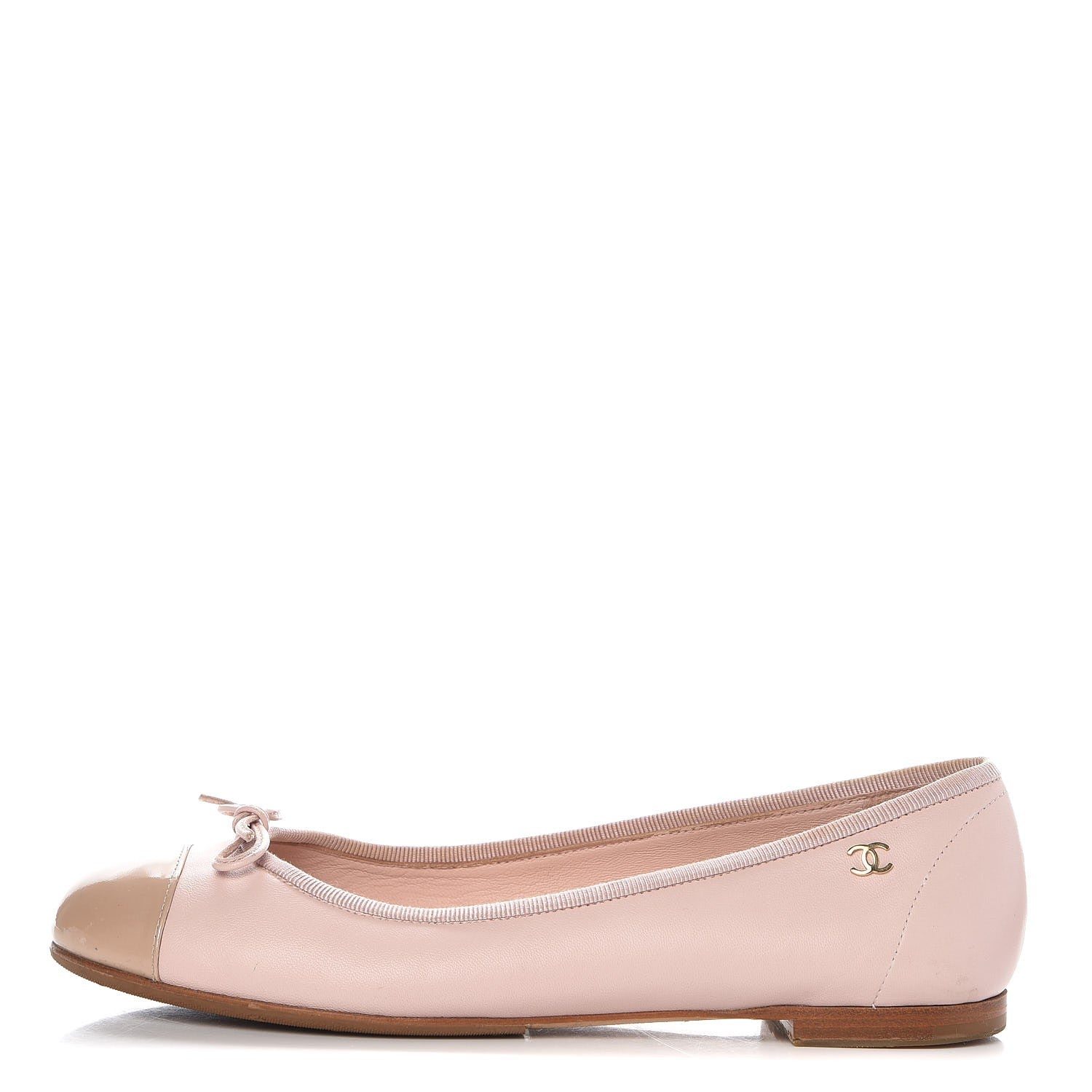 Chanel Lambskin Patent Cap Toe CC Ballerina Flats 37 Rose Clair 1 of 30
