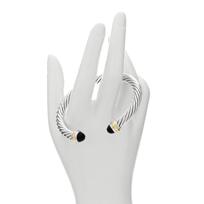 David Yurman Sterling Silver 14K Yellow Gold Black Onyx 7mm Cable Classics Bracelet 2 of 4