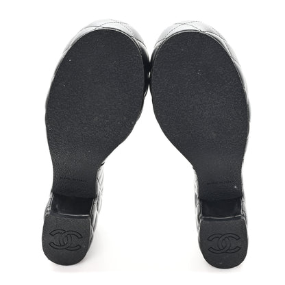 Chanel Lambskin Quilted CC Platform Mules 41 Black 6 of 10