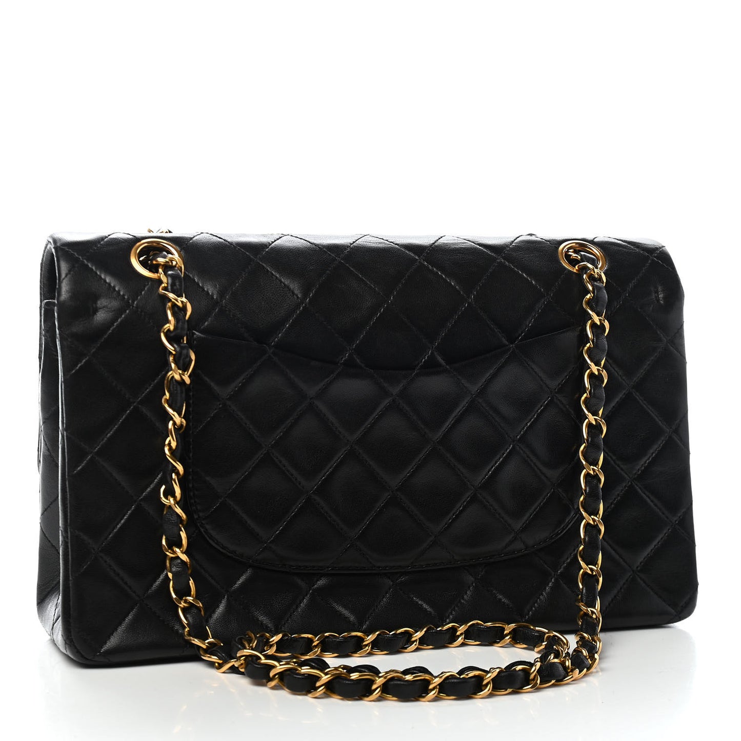 Lambskin Quilted Medium Double Flap Black