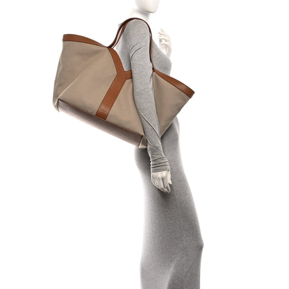 Saint Laurent Canvas Calfskin Y Tote Desert Dust Brick 2 of 10