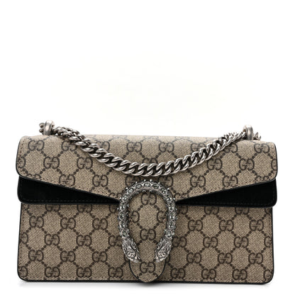 Gucci GG Supreme Monogram Suede Crystal Small Dionysus Shoulder Bag Beige Ebony Black 1 of 9