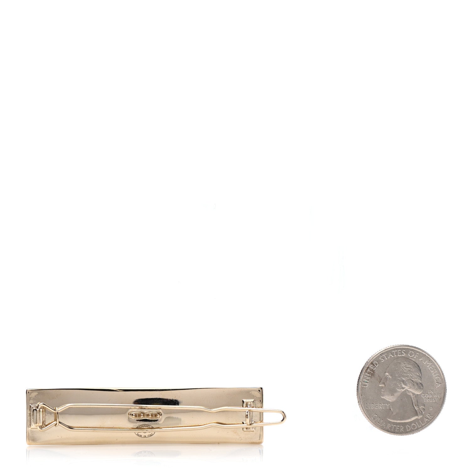Chanel Metal Enamel Logo Hair Clip Gold 2 of 4