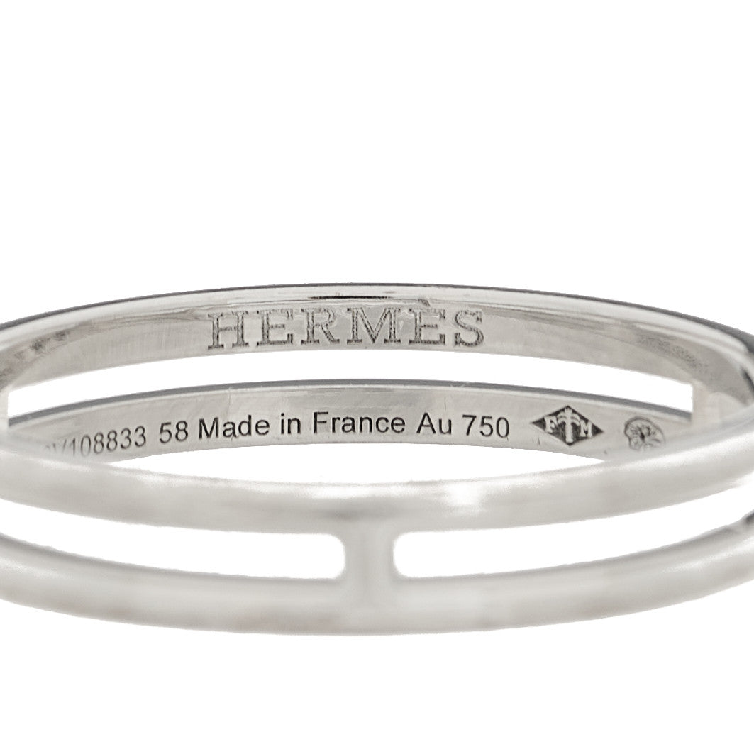 Hermes 18K White Gold Ariane Wedding Band Ring 58 8.5 5 of 6
