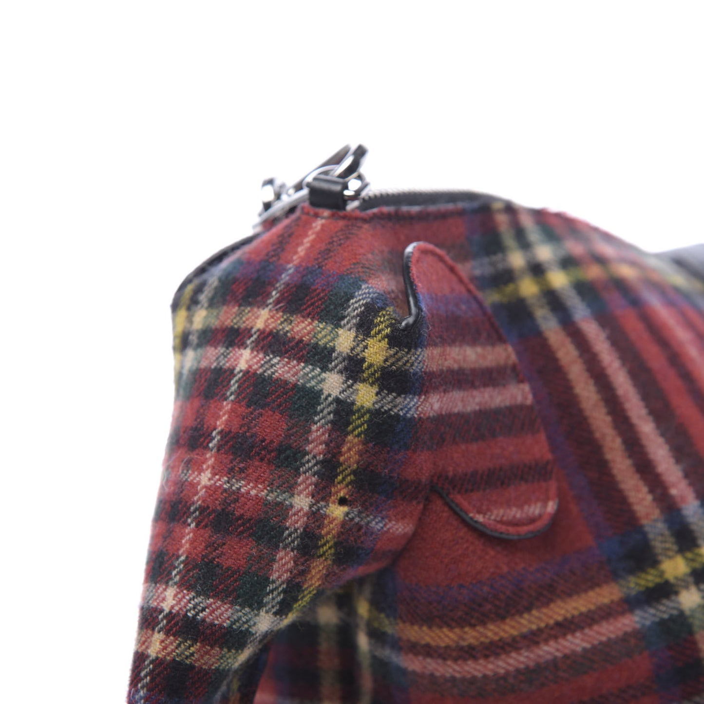 Wool Calfskin Mini Elephant Crossbody Bag Red Tartan