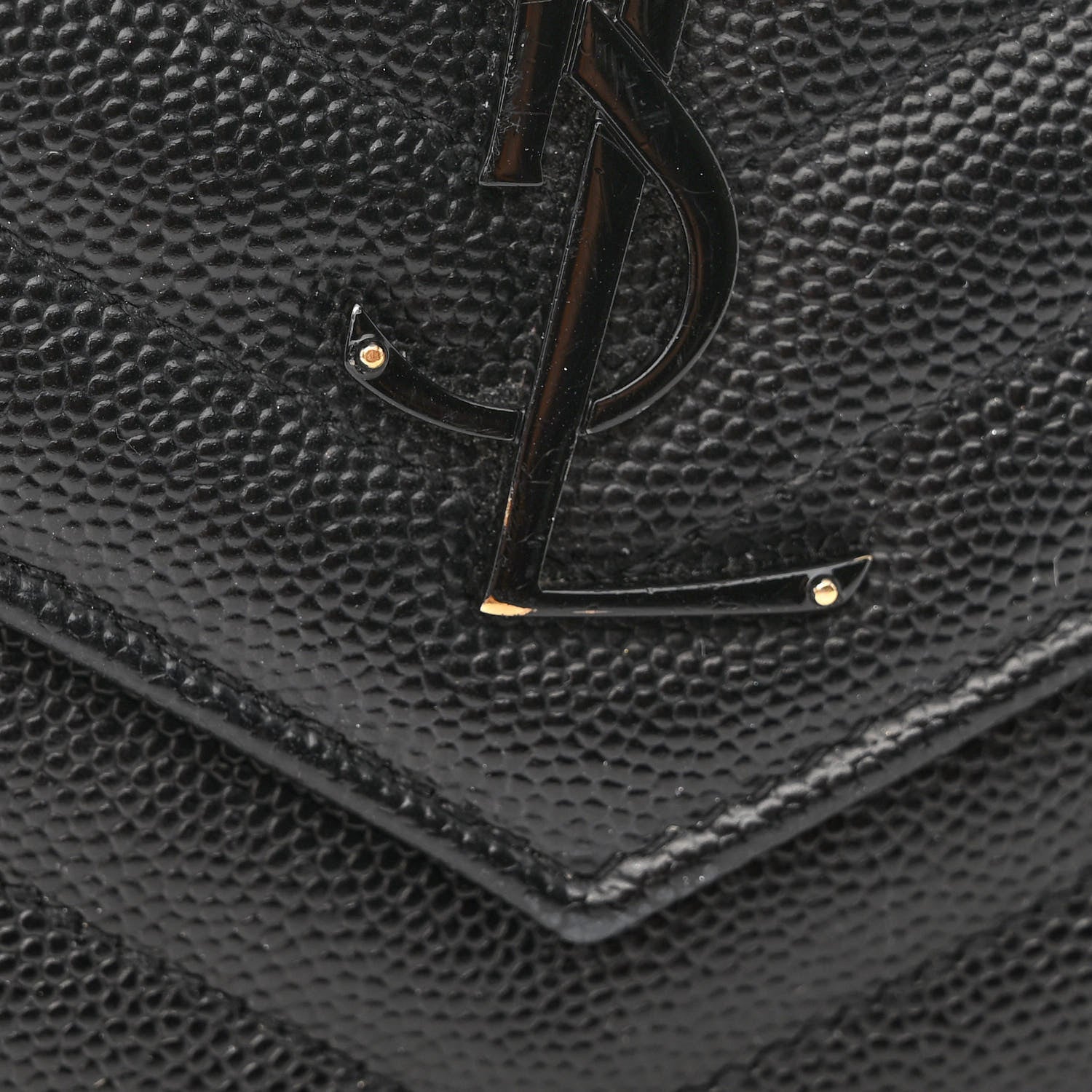 Saint Laurent Grain De Poudre Matelasse Chevron Monogram Monochrome Chain Wallet Black 12 of 12