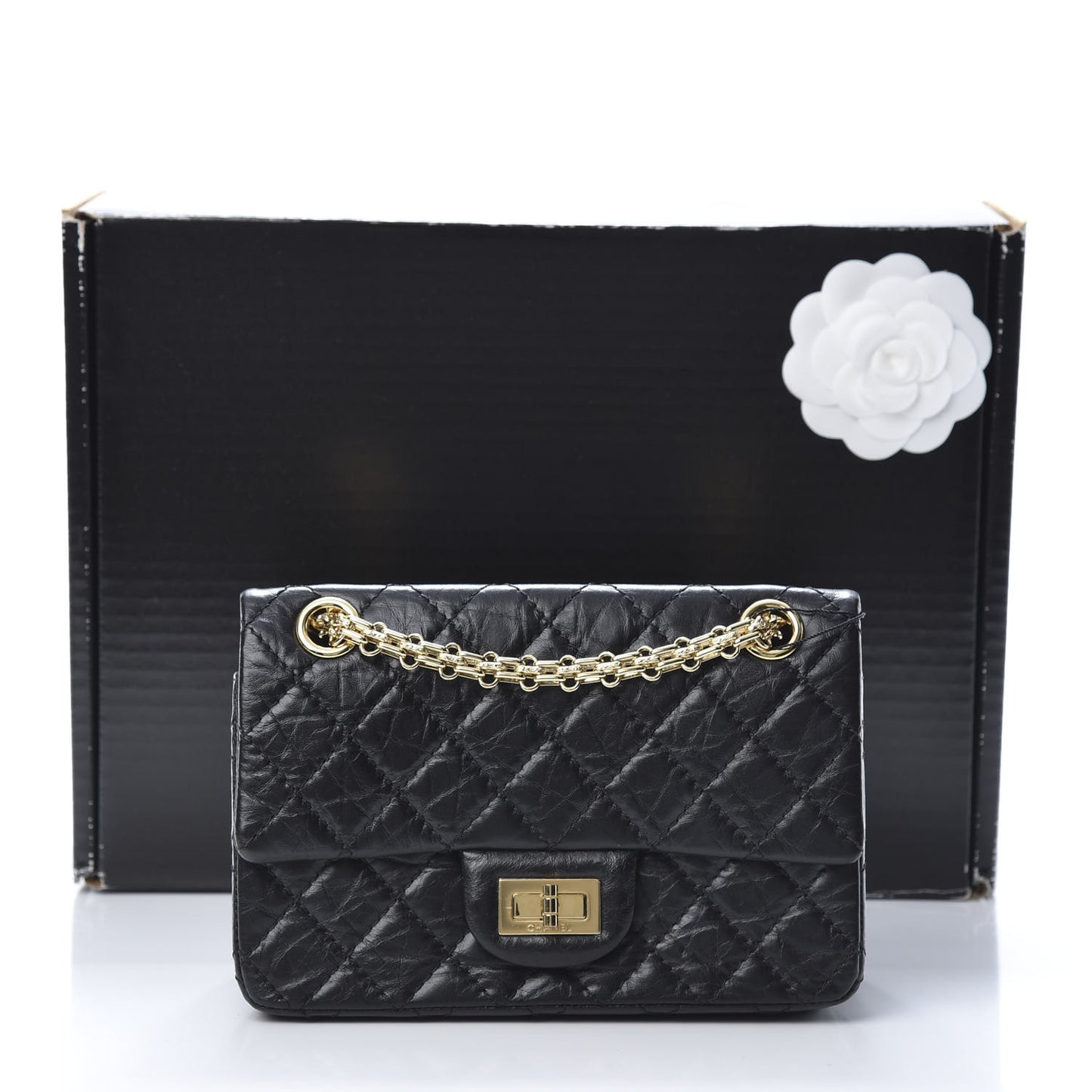 Aged Calfskin Quilted 2.55 Reissue Mini Flap Black