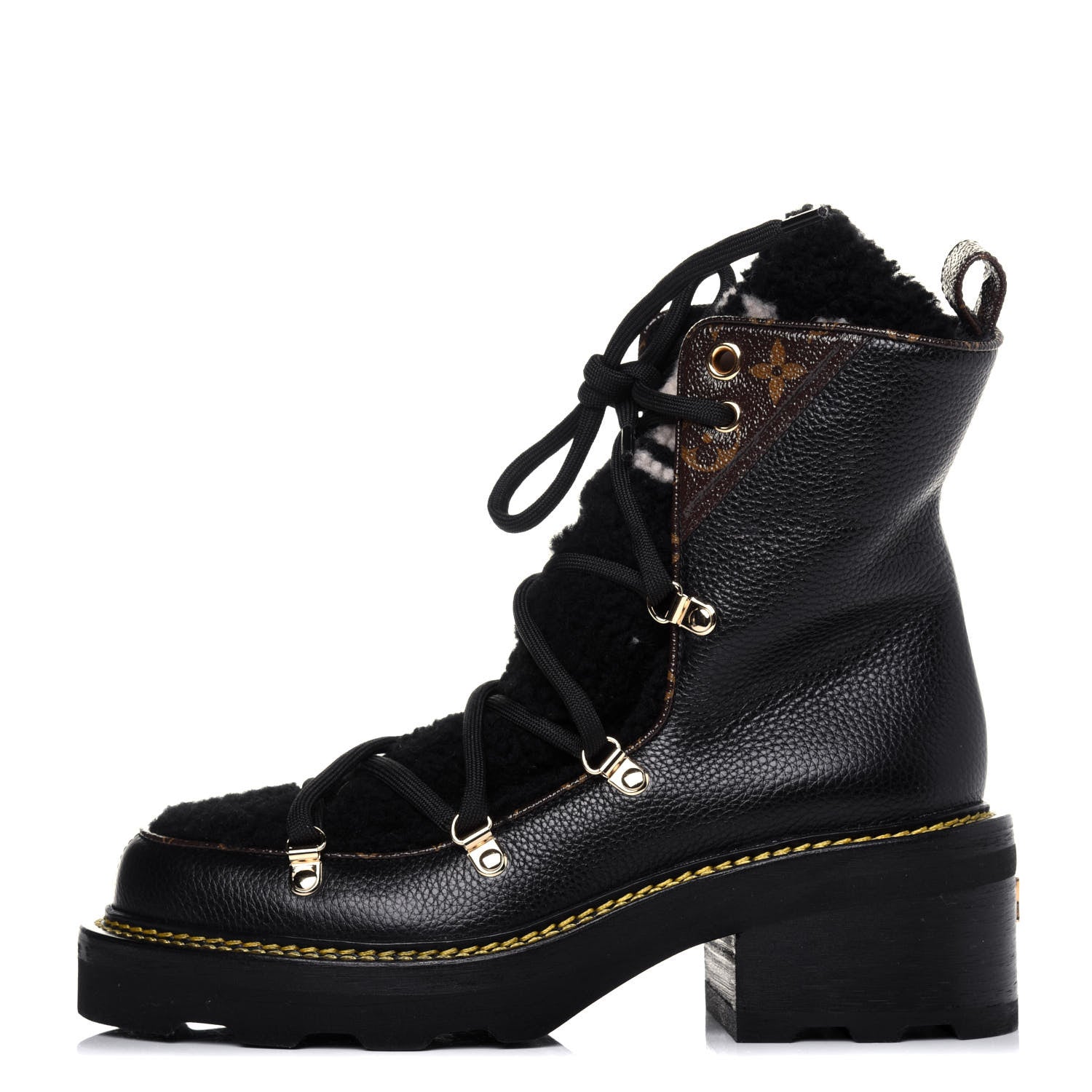 Louis Vuitton Grained Calfskin Shearling LV Beaubourg Ankle Boots 38 Black 1 of 10