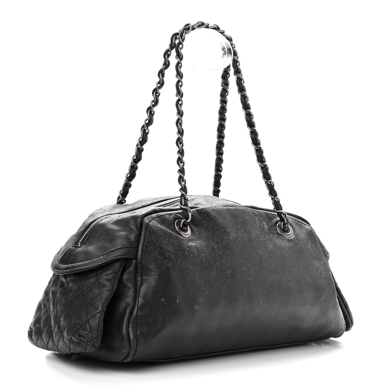 Chanel Glazed Caviar Coco Rider Bowling Bag Black 3 of 12