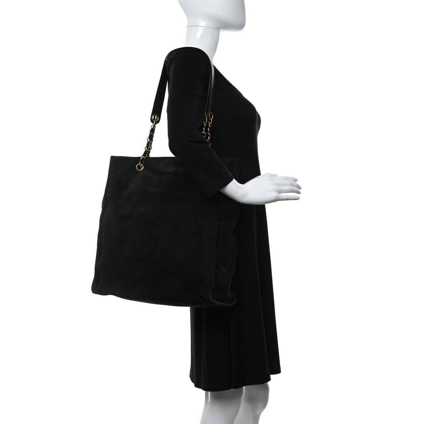 Suede CC Shoulder Bag Black