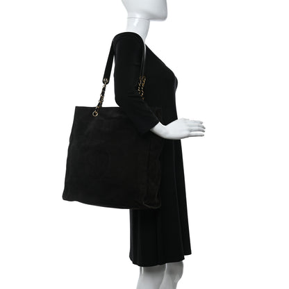 Chanel Suede CC Shoulder Bag Black 2 of 9