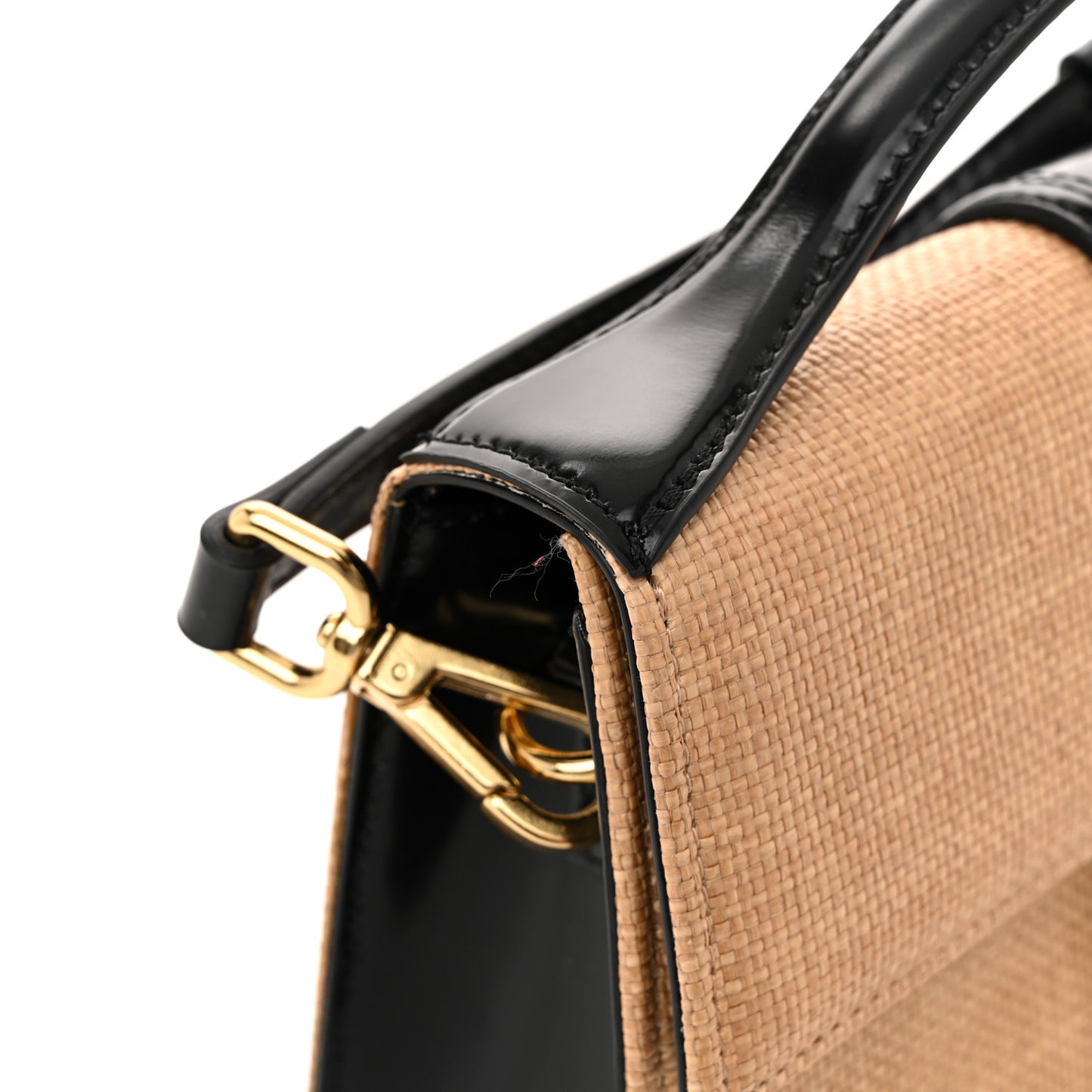 Raffia Smooth Calfskin Le Grand Bambino Natural Dark Brown