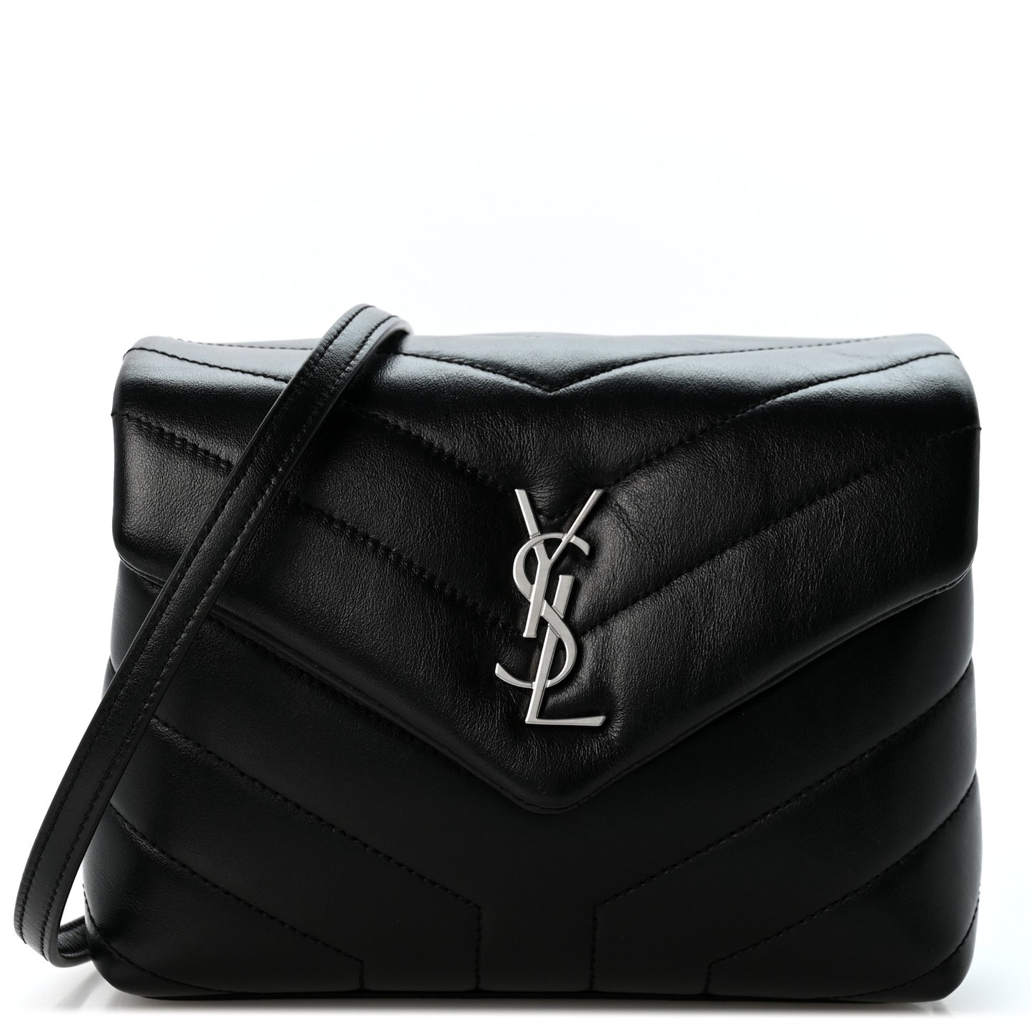 Calfskin Y Quilted Monogram Toy Loulou Crossbody Bag Black