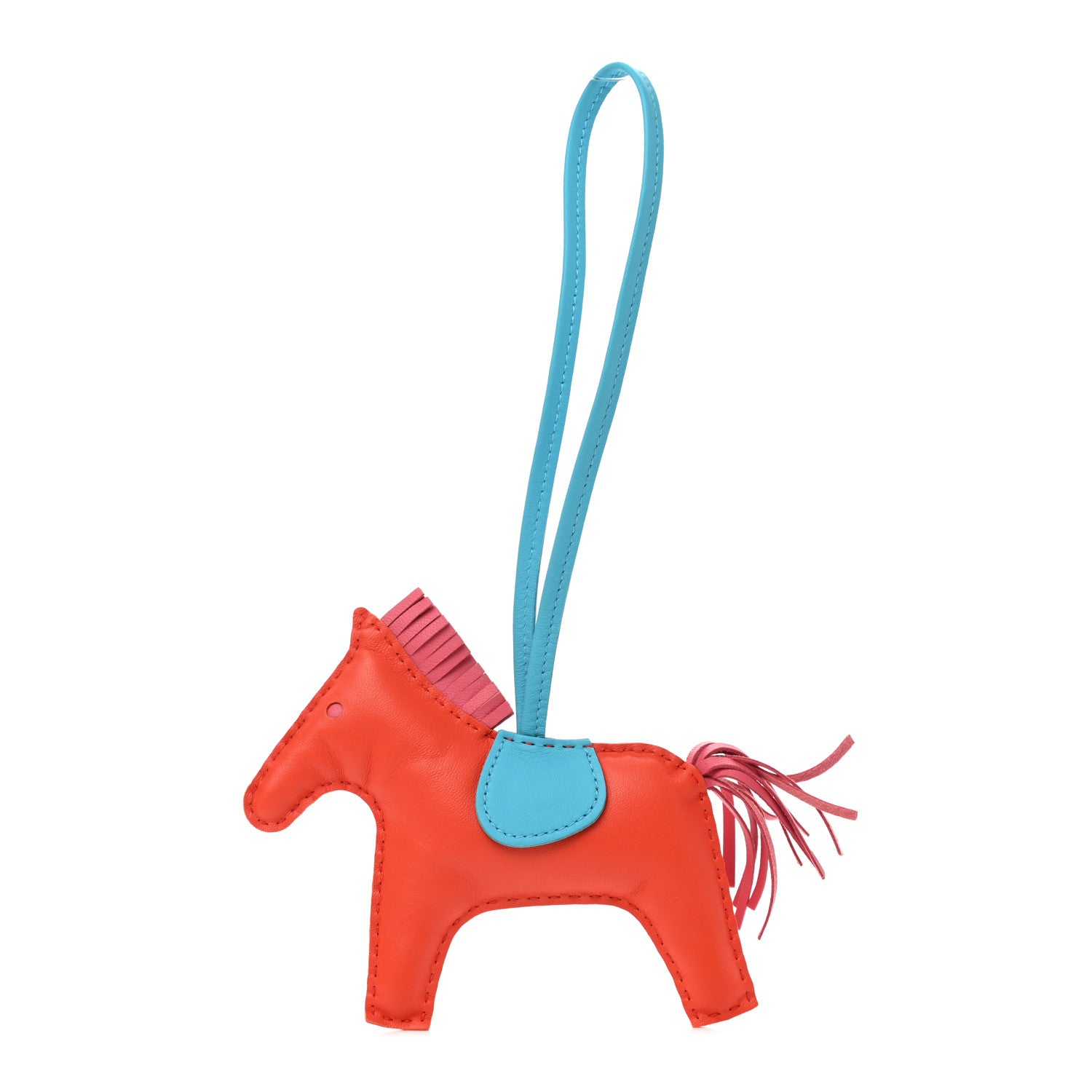 Hermes Milo Lambskin Grigri Rodeo Horse Bag Charm MM Orange Poppy Rose Azalee Bleu Azteque 1 of 4