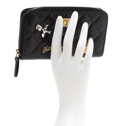 Chanel Aged Calfskin Quilted Small Lucky Charms 2.55 Reissue Zip Around Wallet Black 2 of 11