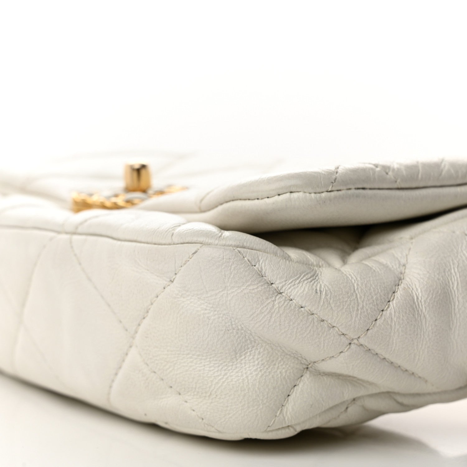 Chanel Goatskin Quilted Chanel 19 Waist Bag White 10 of 14