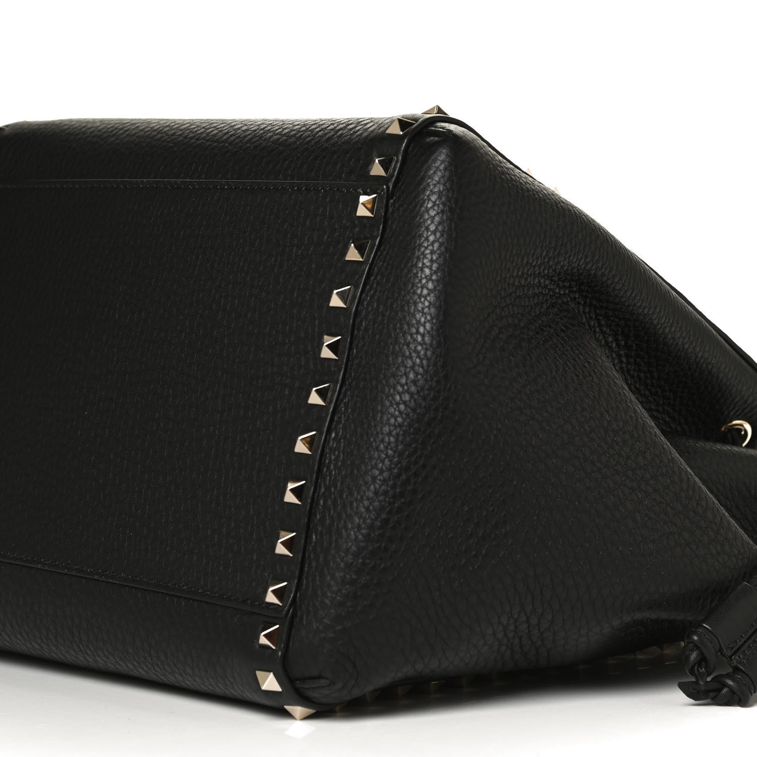 Valentino Garavani Grained Calfskin Rockstud Double Handle Cinch Tote Black 9 of 9