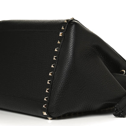 Valentino Garavani Grained Calfskin Rockstud Double Handle Cinch Tote Black 9 of 9