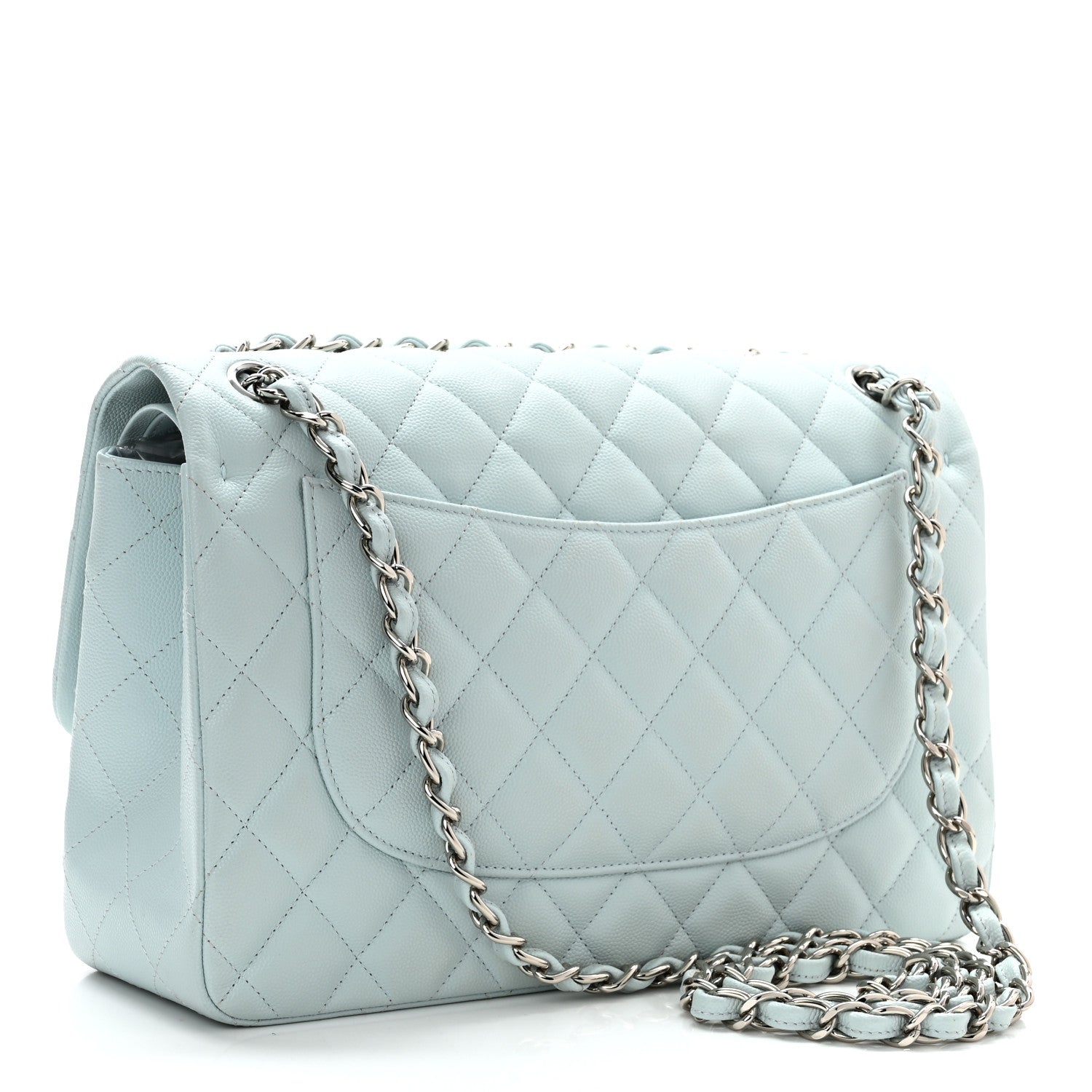 Chanel Caviar Quilted Jumbo Double Flap Light Blue 3 of 10