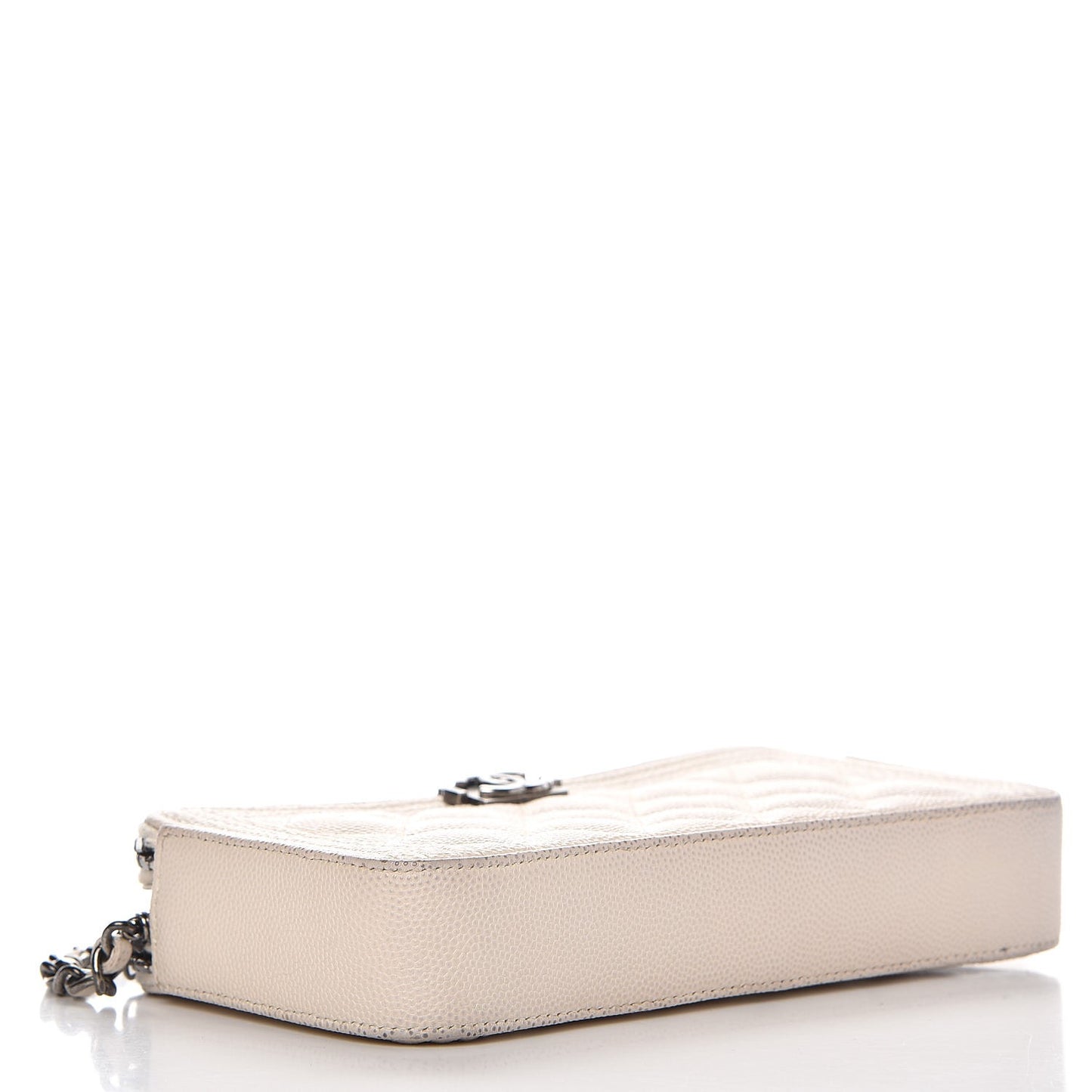 Caviar Quilted Small Boy Clutch With Chain Ivory