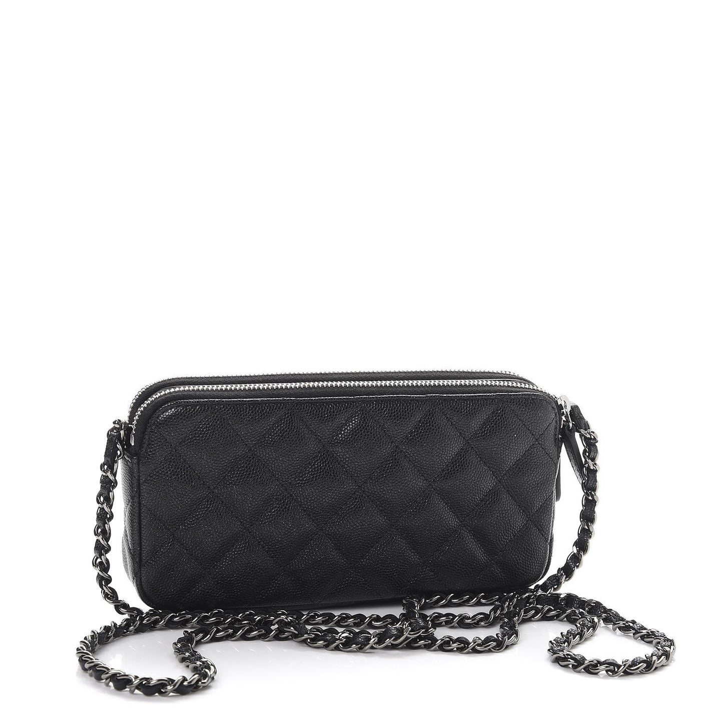 Caviar Quilted Small Clutch With Chain Black