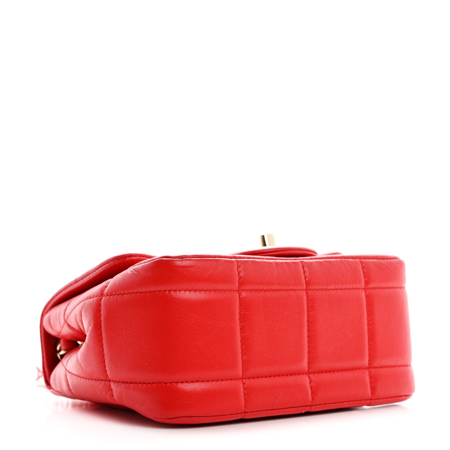Lambskin Resin Crystal Square Quilted Monacoco Mini Flap Red