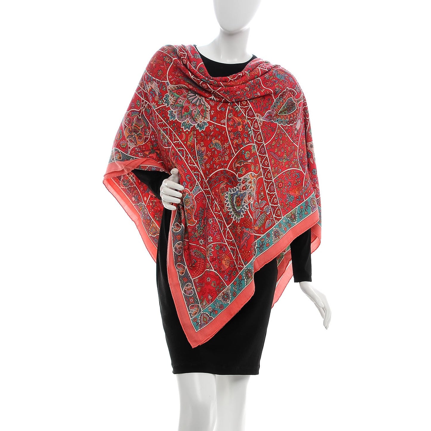 Cashmere Silk Au Pays Des Oiseaux Fleurs Shawl 140