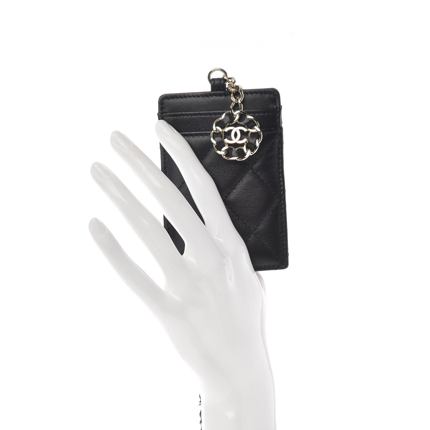 Chanel Lambskin Quilted Card Holder On Chain Black 2 of 7