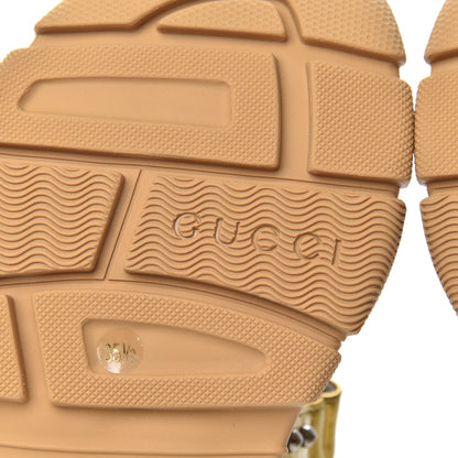 Gucci Silk Calfskin Mesh Crystal Embellished Studded Womens Aguru Sandals 35.5 Gold 6 of 8