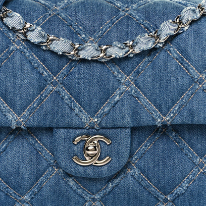 Chanel Denim Quilted Medium Distressed Single Flap Blue 7 of 10