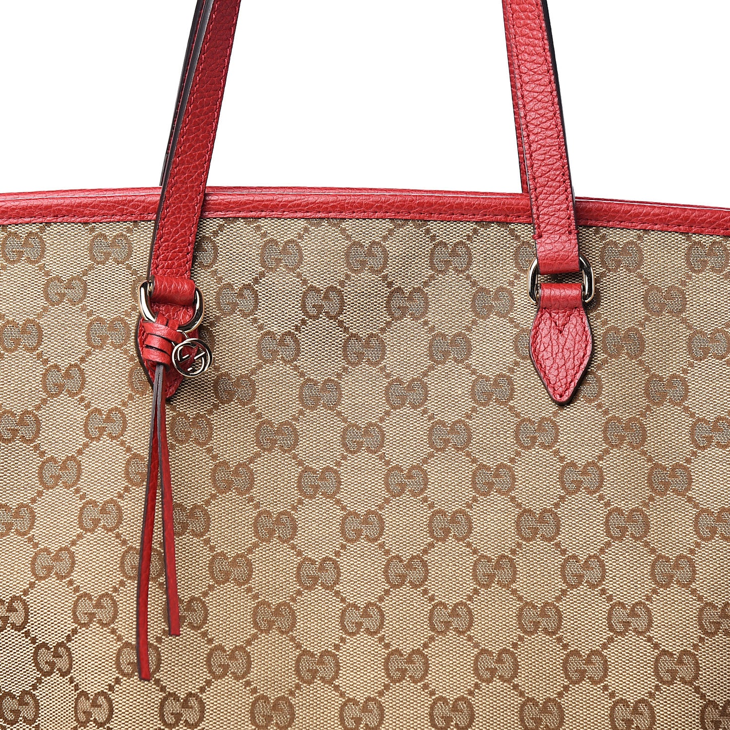 Monogram Bree Zippered Tote Beige Red