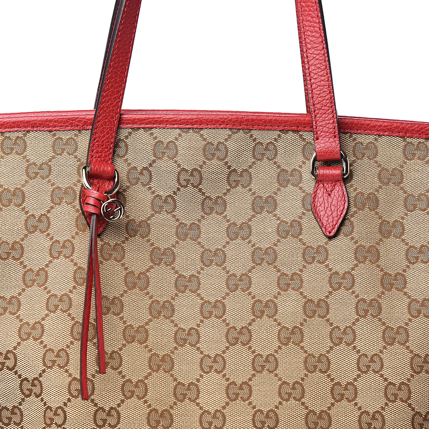 Gucci Monogram Bree Zippered Tote Beige Red 9 of 9