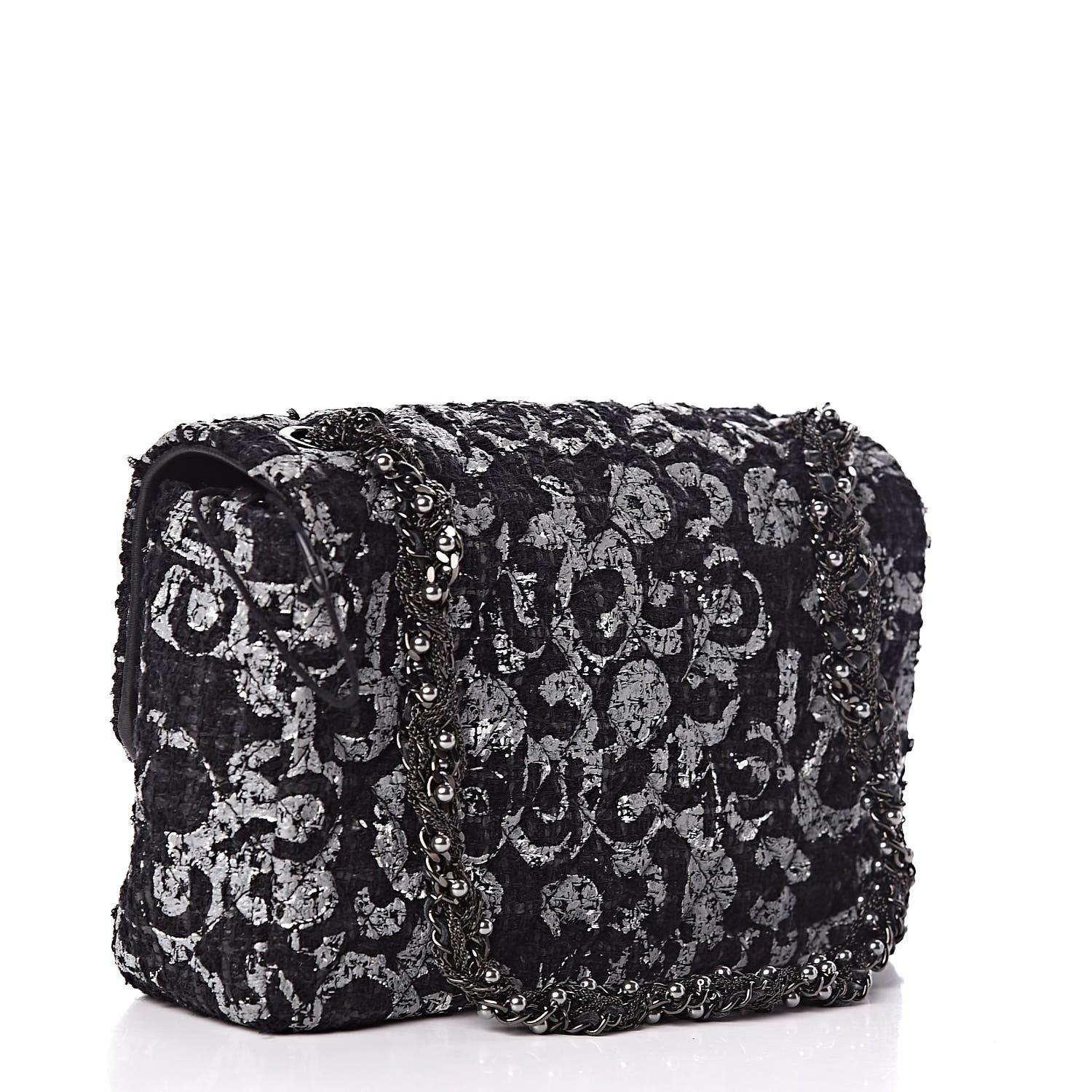 Chanel Tweed Westminster Pearl Flap Black 3 of 15
