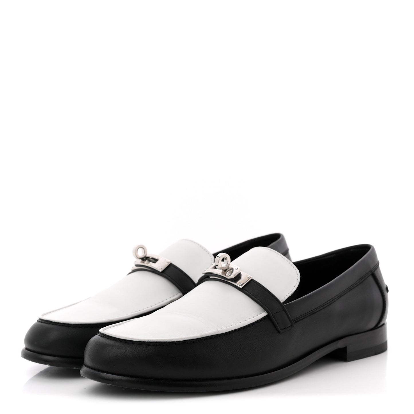 Calfskin Womens Destin Loafers 39.5 Black White