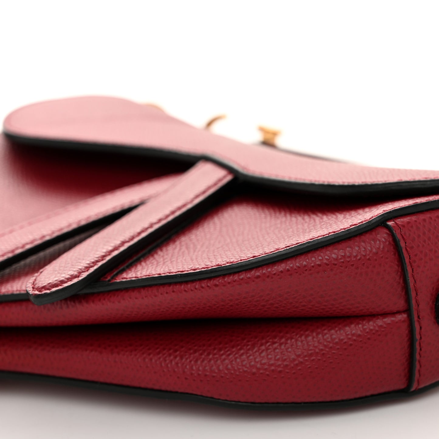 Grained Calfskin Mini Saddle Bag Red