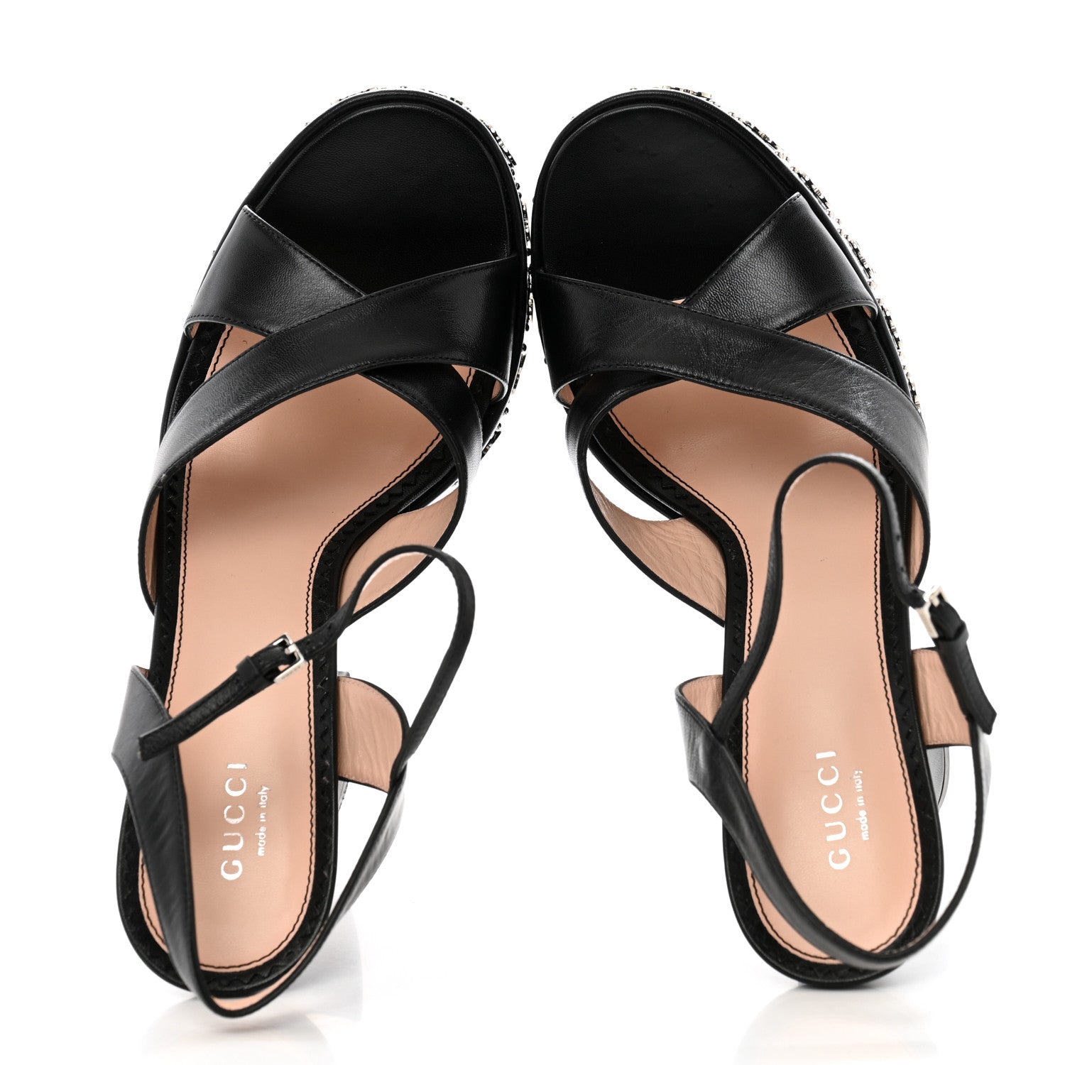 Gucci Malaga Kid Interlocking G Studs 155mm Platform Sandals 39 Perfect Black 2 of 10