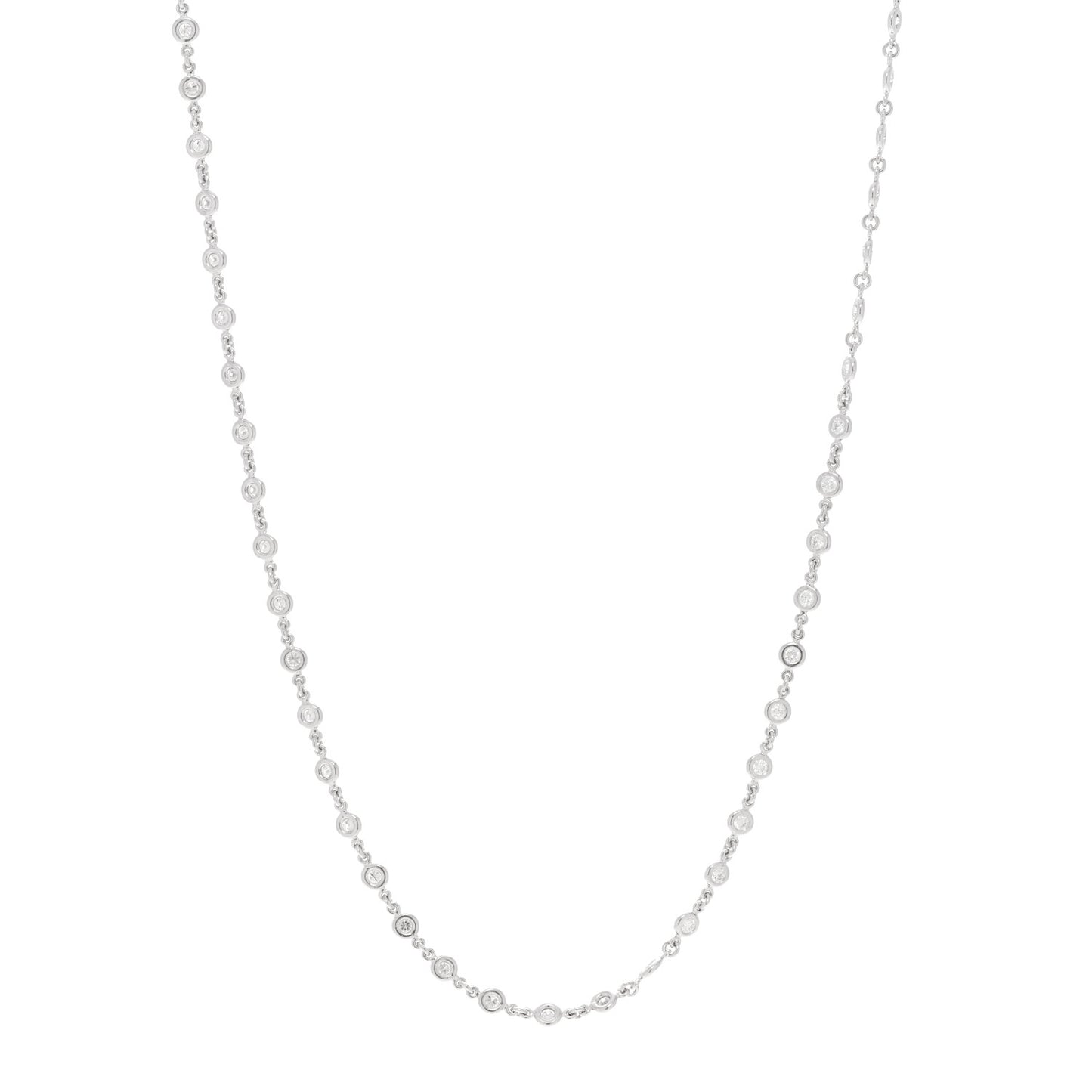 18K White Gold Diamond 2.25ctw Diamonds By The Inch Continuous Station Necklace