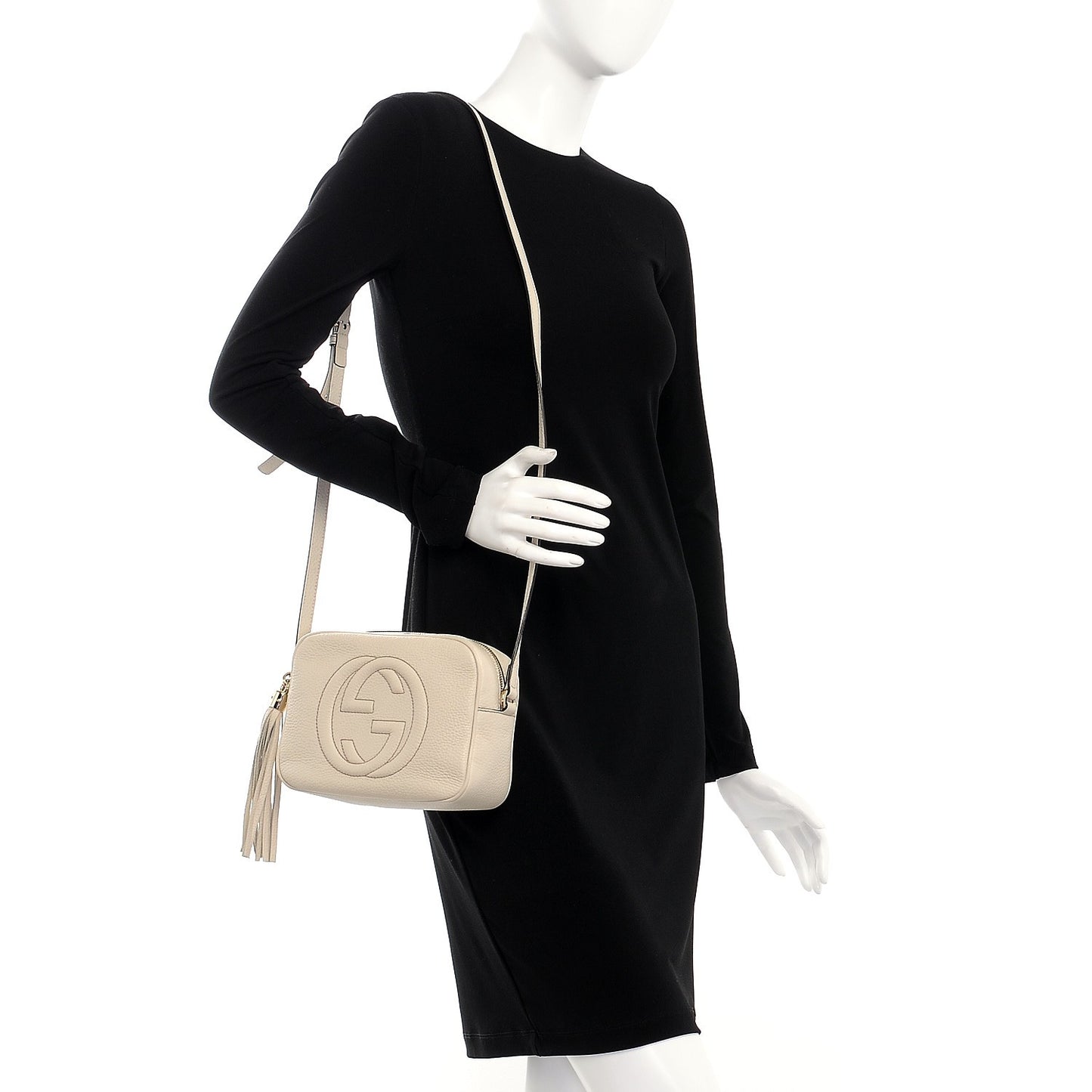 Pebbled Calfskin Small Soho Disco Bag Off White