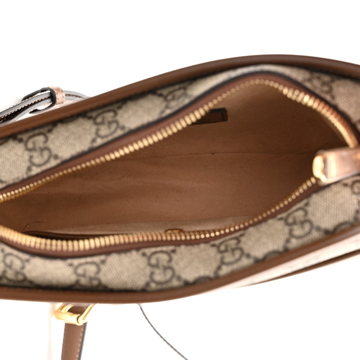 GG Supreme Monogram Azalea Calfskin Mini Retro Interlocking G Shoulder Bag Beige Ebony Brown Sugar