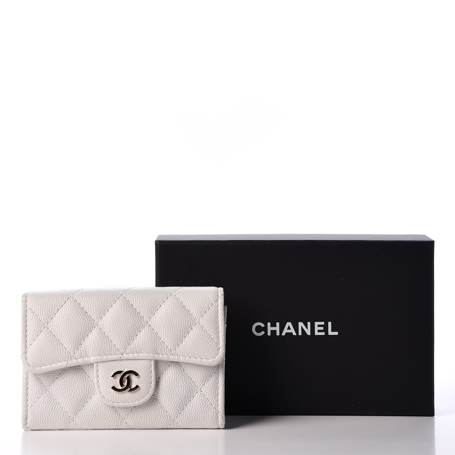 Chanel Caviar Quilted Flap Card Holder Wallet White 10 of 10