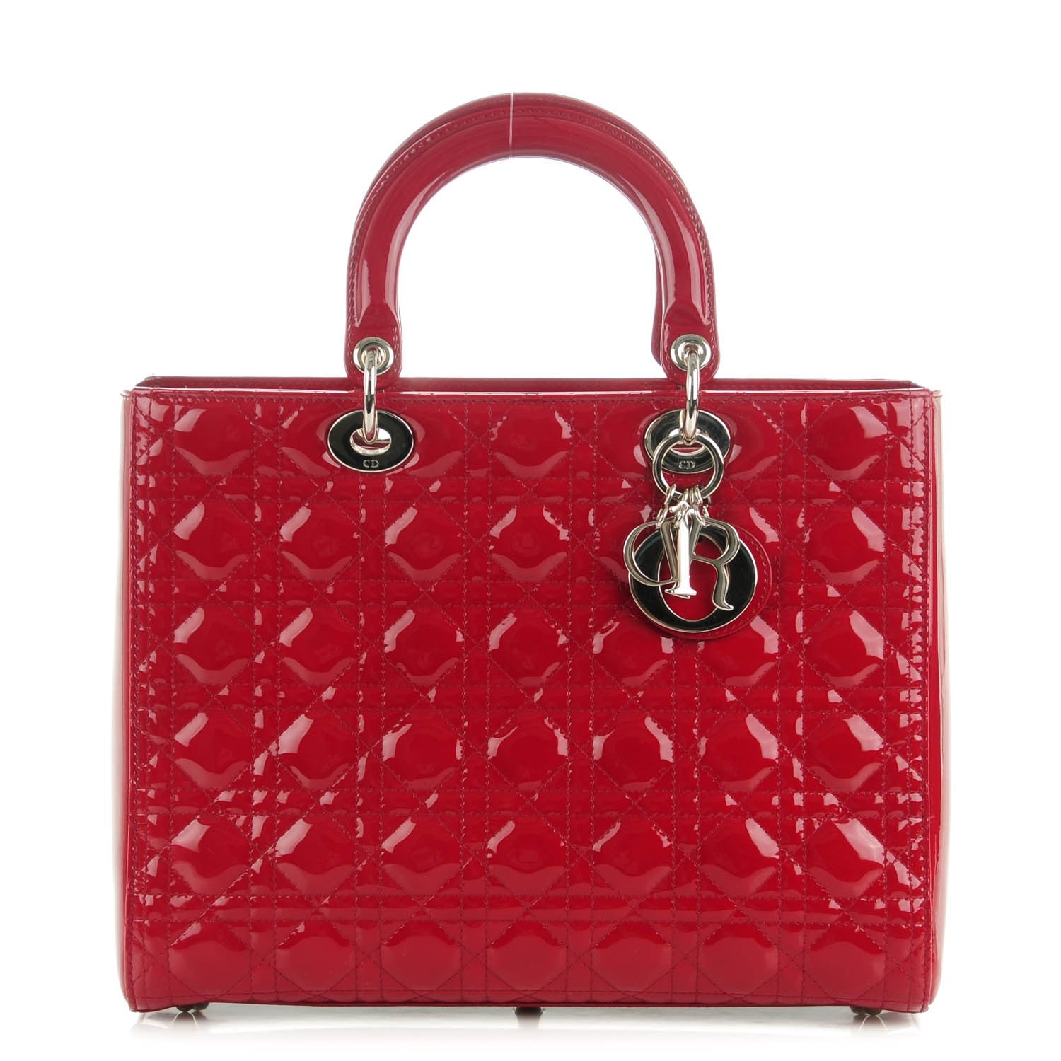 Christian Dior Patent Cannage Large Lady Dior Red 1 of 7