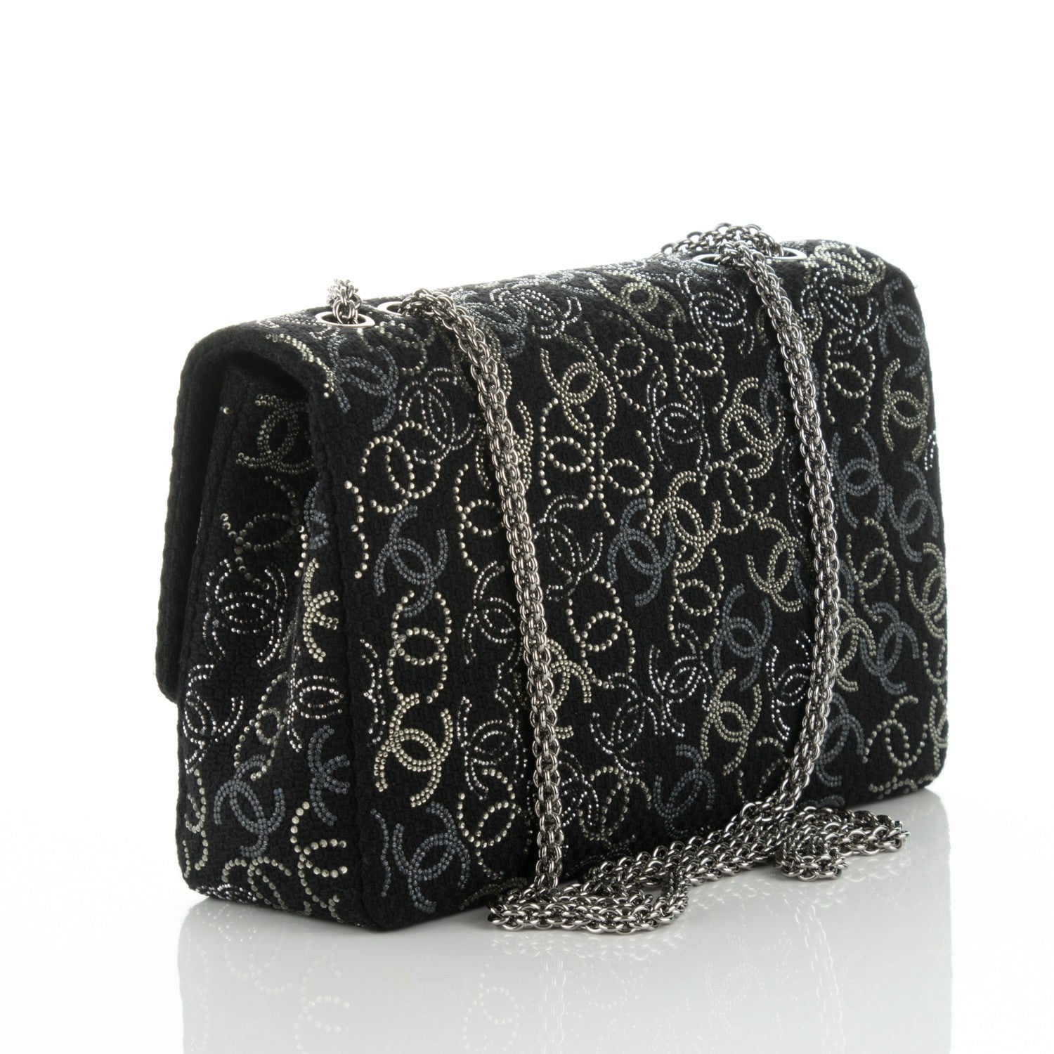 Chanel Tweed Strass Jumbo Pudong Flap Black 3 of 8