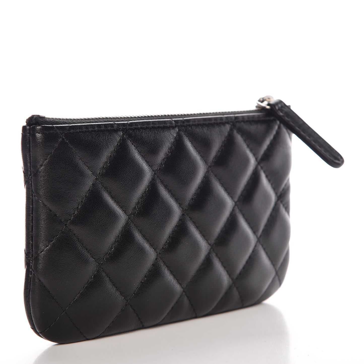 Lambskin Quilted Small Cosmetic Case Black