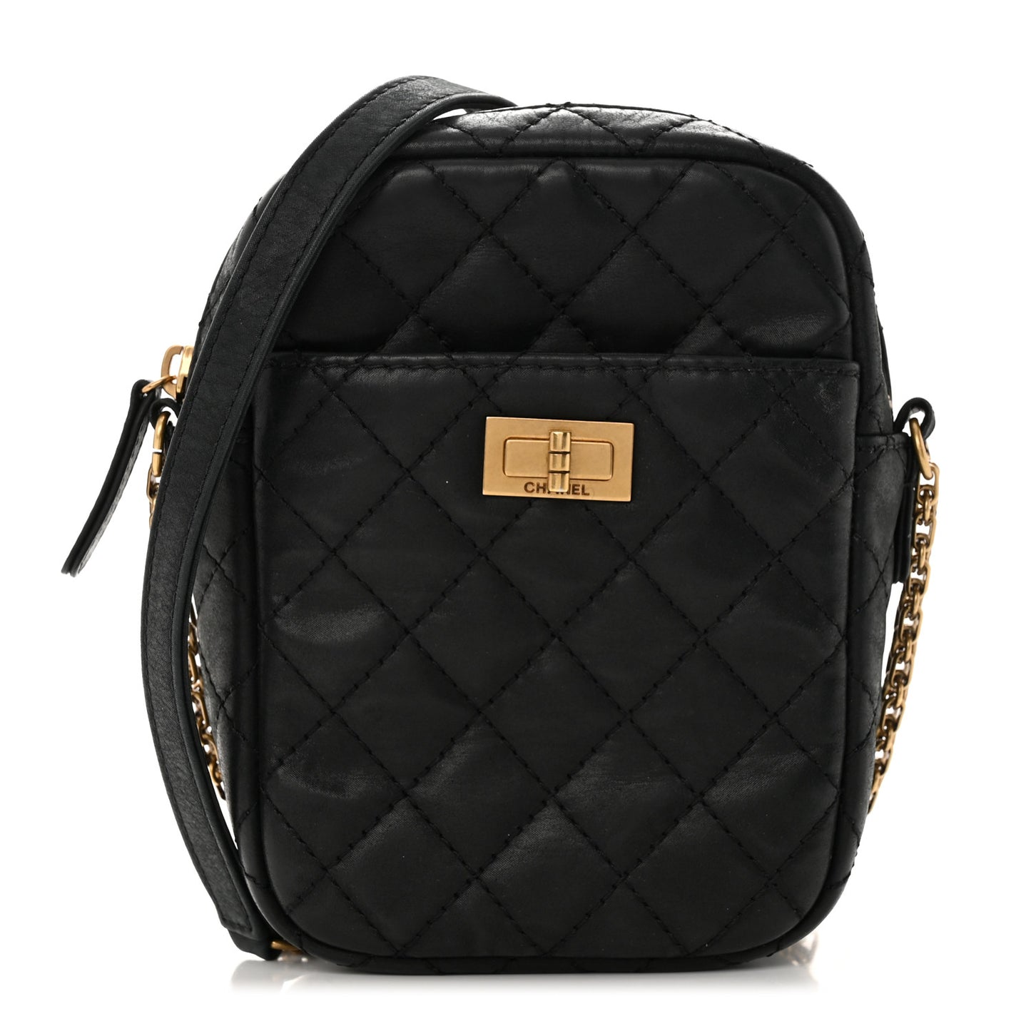 Nubuck Iridescent Calfskin Quilted Reissue Camera Case Black