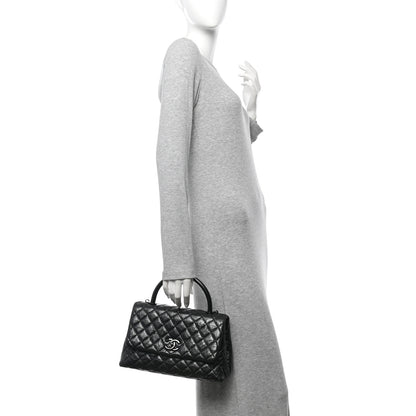 Chanel Aged Calfskin Quilted Small Coco Handle Flap So Black 2 of 10